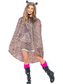 Leopard Party Poncho Leopard Print with Drawstring Bag 1