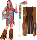 Hippie  Dress, Vest, Headband, Peace Sign Necklace 