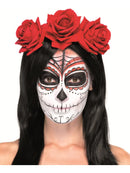 Day Of The Dead Red Headband Red Roses Adult Halloween Costume Accessory 5