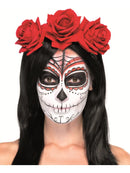 Day Of The Dead Red Headband Red Roses Adult Halloween Costume Accessory 5