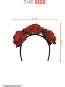 Day Of The Dead Red Headband Red Roses Adult Halloween Costume Accessory 7