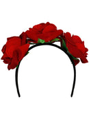 Day Of The Dead Red Headband Red Roses Adult Halloween Costume Accessory 3