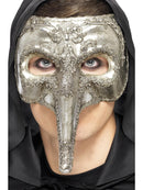 Venetian Capitano Mask Adult Silver Halloween Luxury Costume Accessory 1