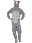 Wolf Costume Adult Grey All In One With Animal Hood 1