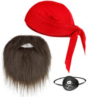 Pirate Dress-Up Set  Bandana, Eye-Patch, Beard With Moustache 
