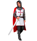 Knight Templar  Hooded Tunic, Belt, Cape 