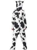 Cow Costume Kids White Black Hooded Jumpsuit Zip Front Feet Covers and Tail 4
