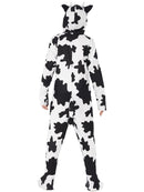 Cow Costume Kids White Black Hooded Jumpsuit Zip Front Feet Covers and Tail 5
