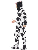 Cow Costume Kids White Black Hooded Jumpsuit Zip Front Feet Covers and Tail 3