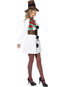 Miss Snowman Costume Adult White Dress with Brown Hat, Belt and Red Green Scarf 2