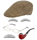 Old Man  Coppola Cap, Eyebrows, Moustache, Glasses, Pipe  