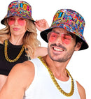 The 80S Funky Fashion - Graffiti  Bucket Hat, Glasses, Necklace 