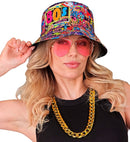 The 80S Funky Fashion - Graffiti  Bucket Hat, Glasses, Necklace 