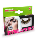 Long Black & Gold Eyelashes In Box With Glass Bottle Glue