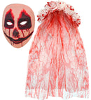 Mask With Flower Veil Bloody Bride Fabric