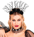 Headpiece Dark Queen Branches & Black Roses