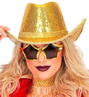 Hat Cowboy Sequin With Strass Gold
