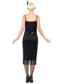 1920s Flapper Costume Ladies Black Dress Sash Belt and Headpiece with Feather 3