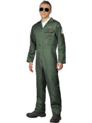 Aviator Costume Adult Green Zip Up Jumpsuit 2