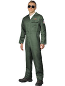 Aviator Costume Adult Green Zip Up Jumpsuit 2