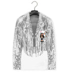 Jacket Sequin With Fringes Silver