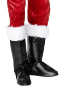 Santa Boot Covers Black with White Fur Xmas Costume Shoes 1