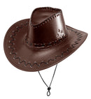 Brown Cowboy Hat Stitched Leatherlook