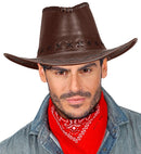 Brown Cowboy Hat Stitched Leatherlook
