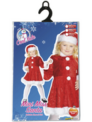 Mini Miss Santa Costume Kids Red Velour Dress with White Fake Fur Trim and Matching Hat 5