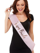 Team Bride Sash Pink and Gold with Scalloped Edge Bachelorette Party Accessory 1