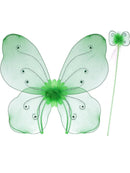 Butterfly Wings and Wand Kids Green Fairy Costume Accessory Set 3