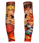 Pair Of Natural Look Skull & Roses Tattoo Sleeves