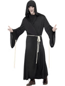 Grim Reaper Costume Adult Black Hooded Robe and Rope Belt 1