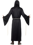 Grim Reaper Costume Adult Black Hooded Robe and Rope Belt 3