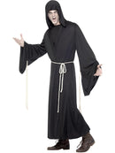 Grim Reaper Costume Adult Black Hooded Robe and Rope Belt 2