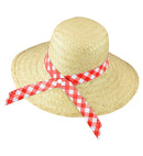 Straw Farmer'S Daughter Hat With Red Ribbon