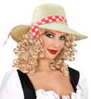 Straw Farmer'S Daughter Hat With Red Ribbon
