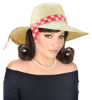 Straw Farmer'S Daughter Hat With Red Ribbon