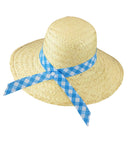 Straw Farmer'S Daughter Hat With Blue Ribbon