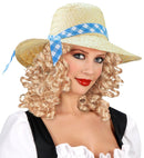Straw Farmer'S Daughter Hat With Blue Ribbon