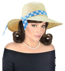 Straw Farmer'S Daughter Hat With Blue Ribbon