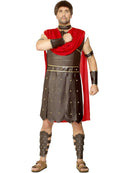 Centurion Costume Adult Brown Red Body Armour Robe Armour Accessories for Legs Arms Wrist and Neck 3