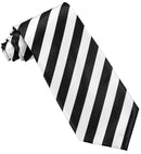 Satin Black & White Striped Tie