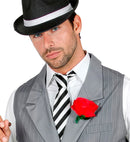 Satin Black & White Striped Tie