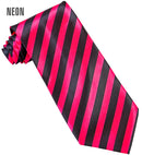 Satin Black & Neon Pink Striped Tie