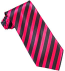 Satin Black & Neon Pink Striped Tie