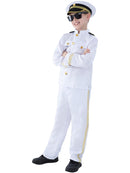 Naval Captain Costume Child Kids White Jacket Trousers and Hat 2