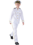 Naval Captain Costume Child Kids White Jacket Trousers and Hat 1