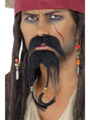 Pirate Facial Hair Set Black Moustache and Beard Adult Costume Accessory 1