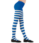 White/Blue Striped Socks Pantyhose 75 Den  Heavy Quality 